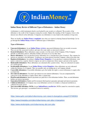 Indian Money Review of Different Types of Debentures – Indian Money