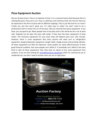 Pizza Equipment Auction