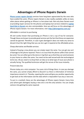 Advantages of iPhone Repairs Darwin