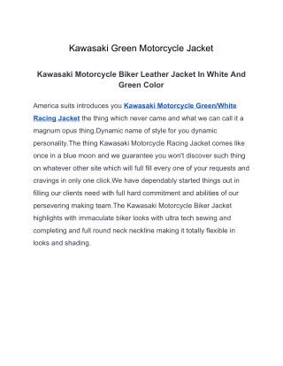 Kawasaki Green Motorcycle Jacket