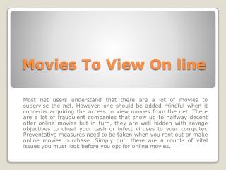 Movies To View On line