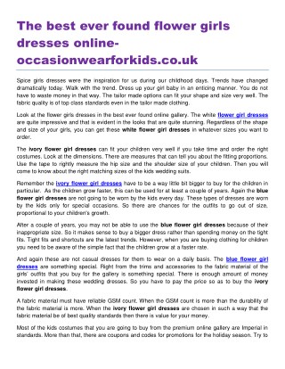 The best ever found flower girls dresses online occasionwearforkids.co.uk