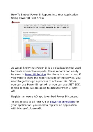 How To Embed Power BI Reports Into Your Application Using Power BI Rest API’s?