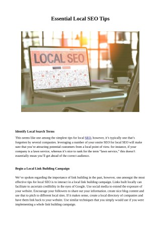 Essential Local SEO Tips