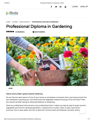 Professional Diploma in Gardening - istudy