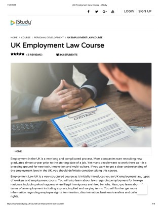 UK Employment Law Course - istudy