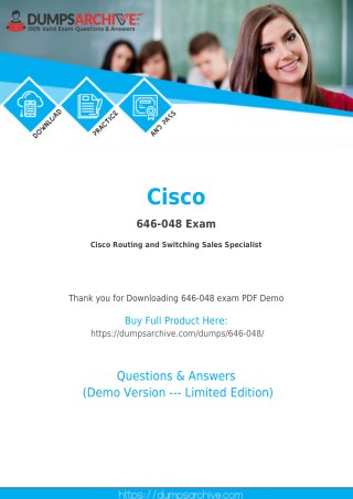 Cisco 646-048 Braindumps - The Easy Way to Pass Cisco Specialist 646-048 Exam