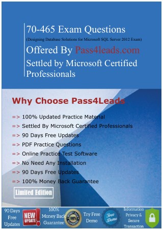 Microsoft 70-465 MCP Practice Questions - 70-465 PDF Dumps