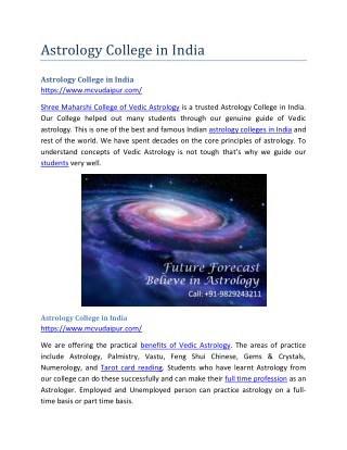 Astrology College in India