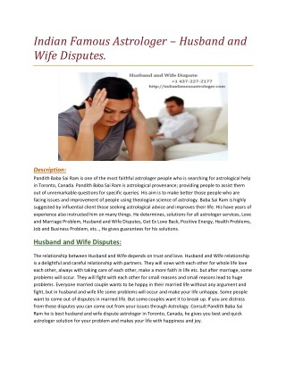 Indian Famous Astrologer – Husband and Wife Disputes