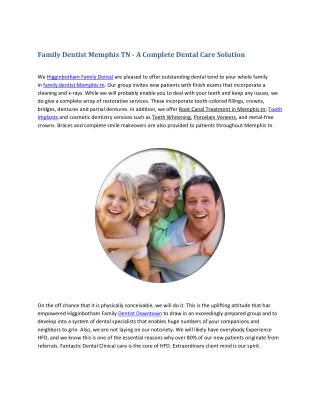 Family Dentist Memphis TN - Higginbotham Family Dentistry Memphis TN: Higginbotham Family Dental