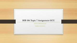 BIB 106 Topic 7 Assignment GCU