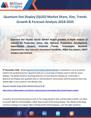 Quantum Dot Display (QLED) Market Share, Size, Trends Growth & Forecast Analysis 2018-2025