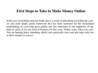 First Steps to Take to Make Money Online
