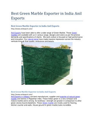 Best Green Marble Exporter in India Anil Exports