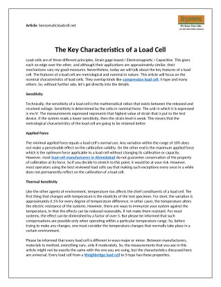 The Key Characteristics of a Load Cell