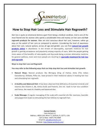 How to Stop Hair Loss and Stimulate Hair Regrowth?