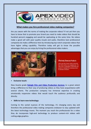 What makes you hire professional video making companies?