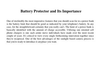 Battery Protector and Its Importance