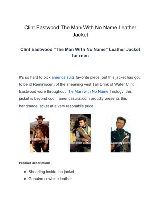 Clint Eastwood The Man With No Name Leather Jacket