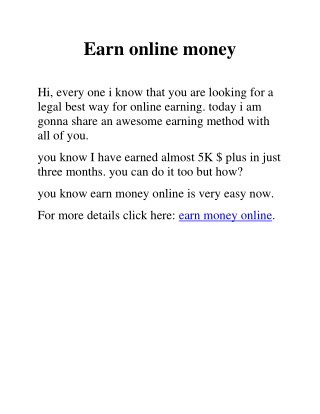 Earn online money