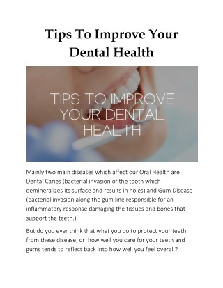 Tips To Improve Your Dental Health