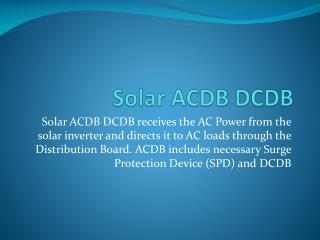 Solar ACDB DCDB