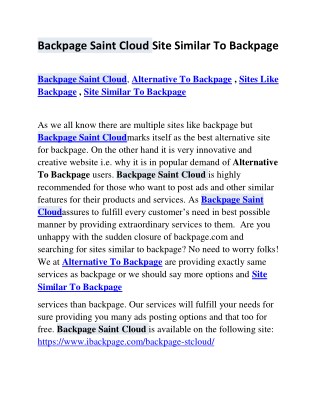 Backpage Saint Cloud Site Similar To Backpage