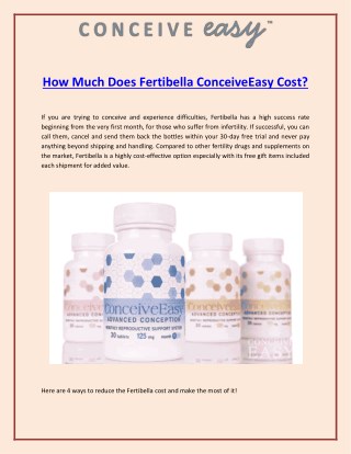 How Much Does Fertibella ConceiveEasy Cost?