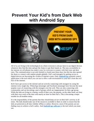 Prevent Your Kid’s from Dark Web with Android Spy