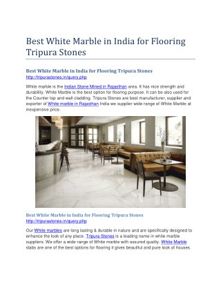 Best White Marble in India for Flooring Tripura Stones