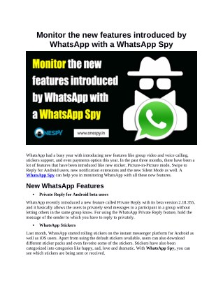 Monitor the new features introduced by WhatsApp with a WhatsApp Spy