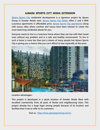 Ajnara Sports City Noida Extension