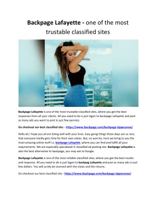 Backpage Lafayette - one of the most trustable classified sites