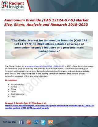 Ammonium Bromide (CAS 12124-97-9) Market Size, Share, Analysis and Research 2018-2023