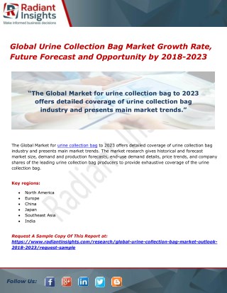 Global Urine Collection Bag Market Growth Rate, Future Forecast and Opportunity by 2018-2023