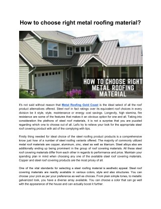 How to choose right metal roofing material?