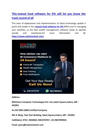 This mutual fund software for IFA will let you know the track record of all