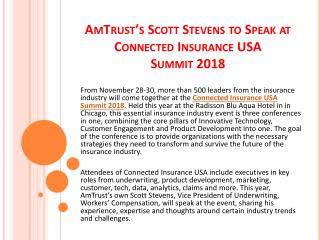 AmTrust’s Scott Stevens to Speak at Connected Insurance USA Summit 2018