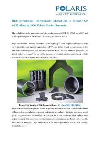 High-Performance Thermoplastic Market Set to Exceed USD 64.52 billion by 2026: Polaris Market Research