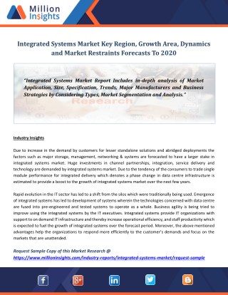 Integrated Systems Market Key Region, Growth Area, Dynamics and Market Restraints Forecasts To 2020