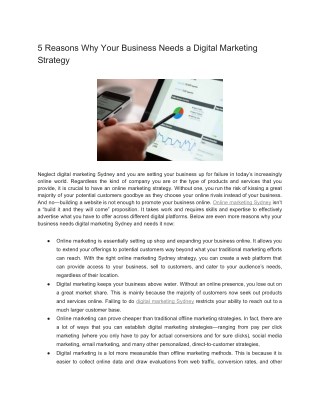 5 Reasons Why Your Business Needs a Digital Marketing Strategy