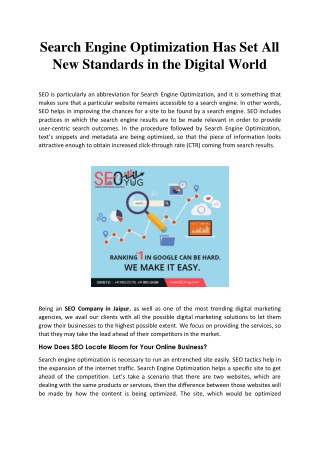 Search Engine Optimization Has Set All New Standards in the Digital World