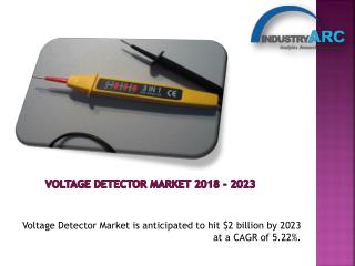 Voltage Detector Market is anticipated to hit $2 billion by 2023 at a CAGR of 5.22%.