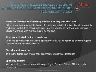 Mental Health Billing Services Outsourcing Market Analysis: Global Industry Drivers, Share, Size, Forecast to 2025