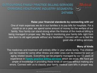 Outsourcing Family Practice Billing Services Changing Healthcare Industry Segments-247MBS
