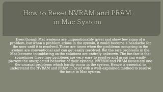 How to Reset NVRAM and PRAM in Mac System