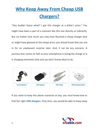 Why Keep Away from Cheap USB Chargers?