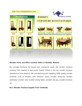 Wooden Home and Office Furniture Sellers in Elumalai, Madurai