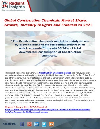 Global Construction Chemicals Market Share, Growth, Industry Insights and Forecast to 2025